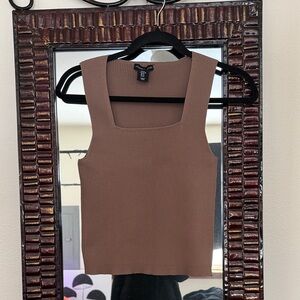 Sincerely Jules Brown Ribbed Square Neck Tank Top XL